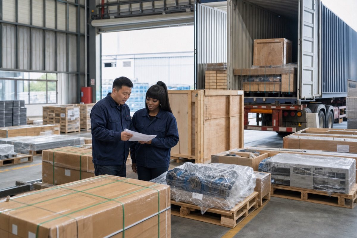 Consolidated export goods checked before container loading coordination