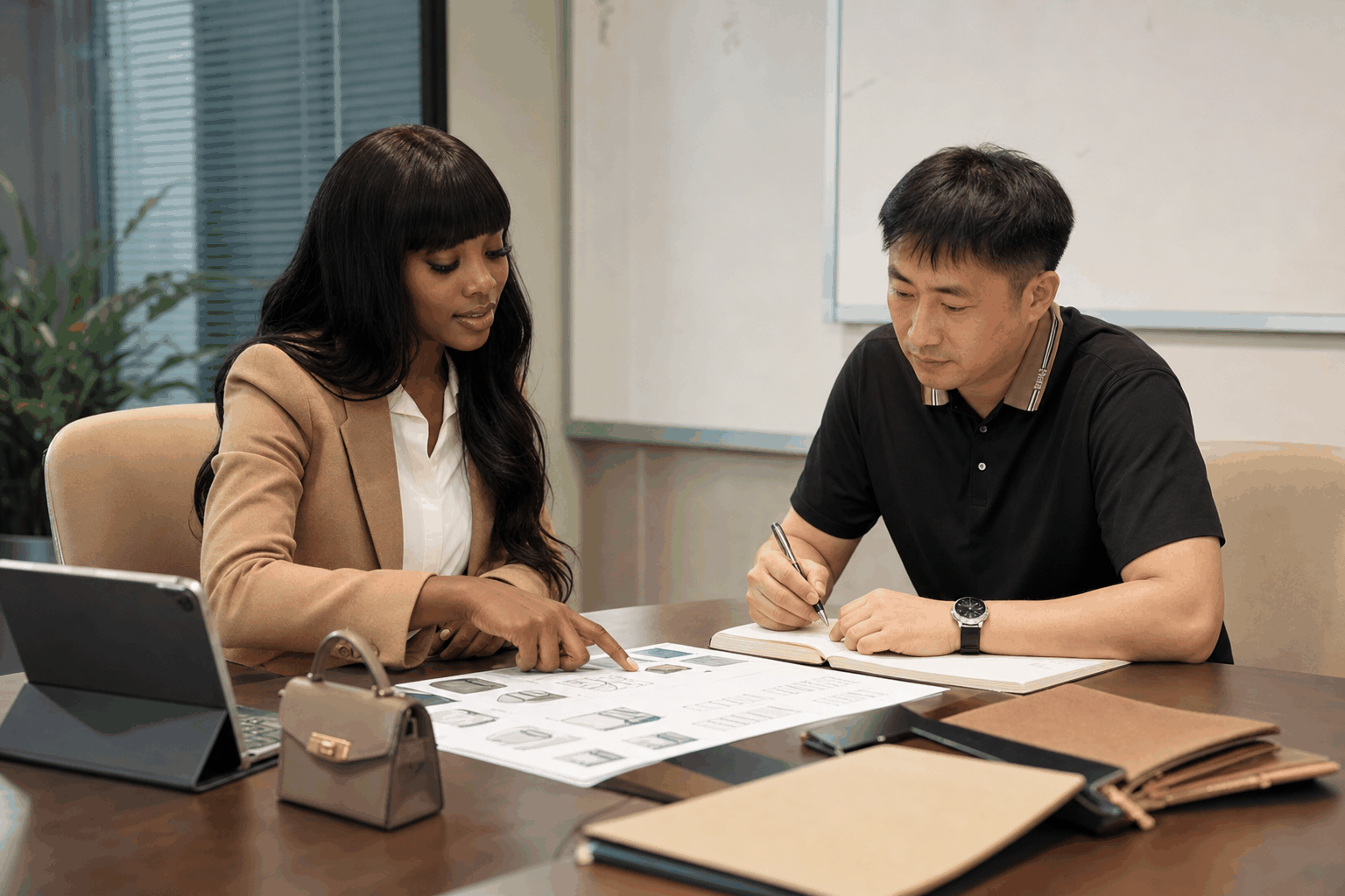 VIVA discussing packaging materials and product specifications with a supplier
